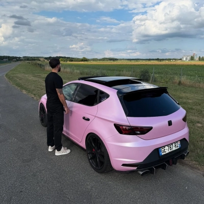 Matte Satin Bubblegum Pink Car Vinyl Wrap 02