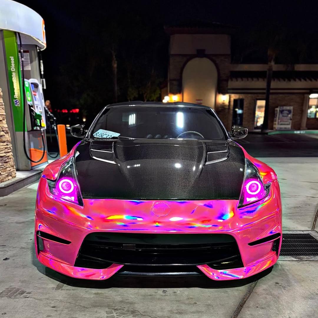 Gloss Pink Holographic Chrome Laser Car Vinyl Wrap Coupe BMW