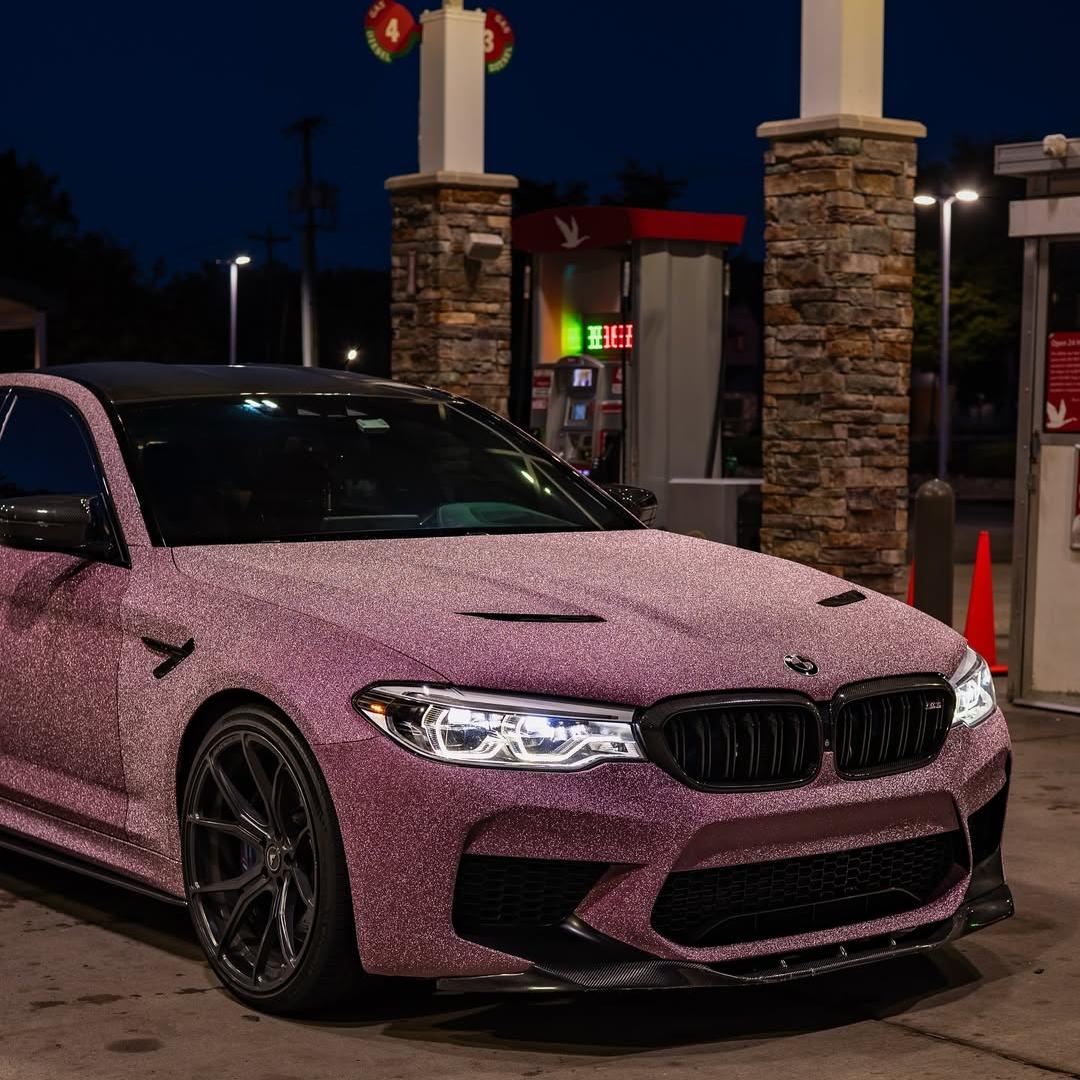 Matte Diamond Glitter Pink Car Vinyl Wrap