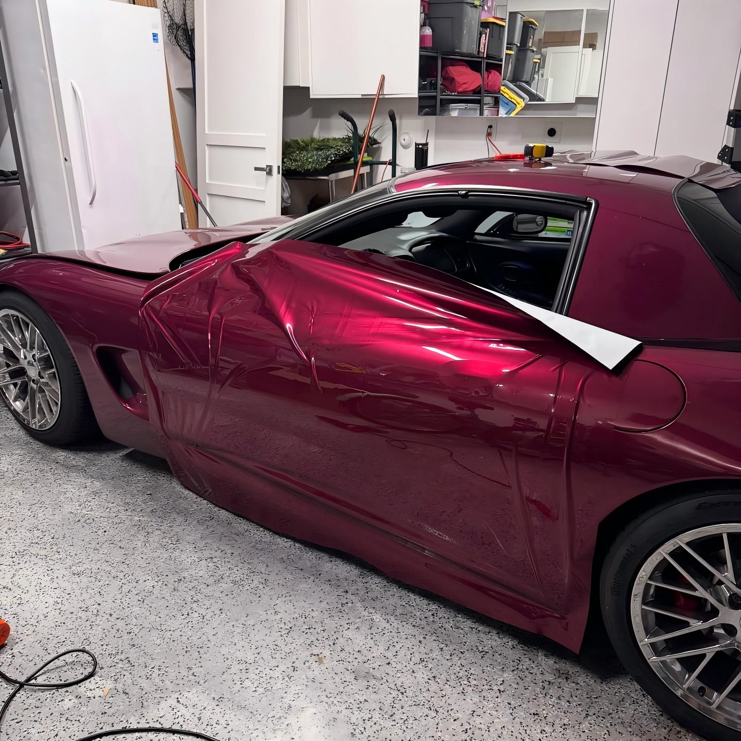 Gloss Metallic Pagoda Red Car Vinyl Wrap PET