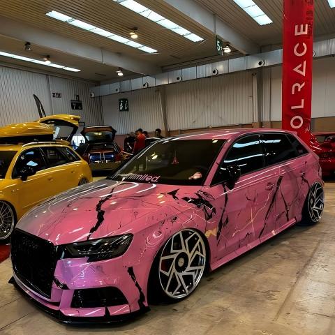 ALUKOVINYL Pink to Gray Gradient Custom Marble Vinyl Wrap