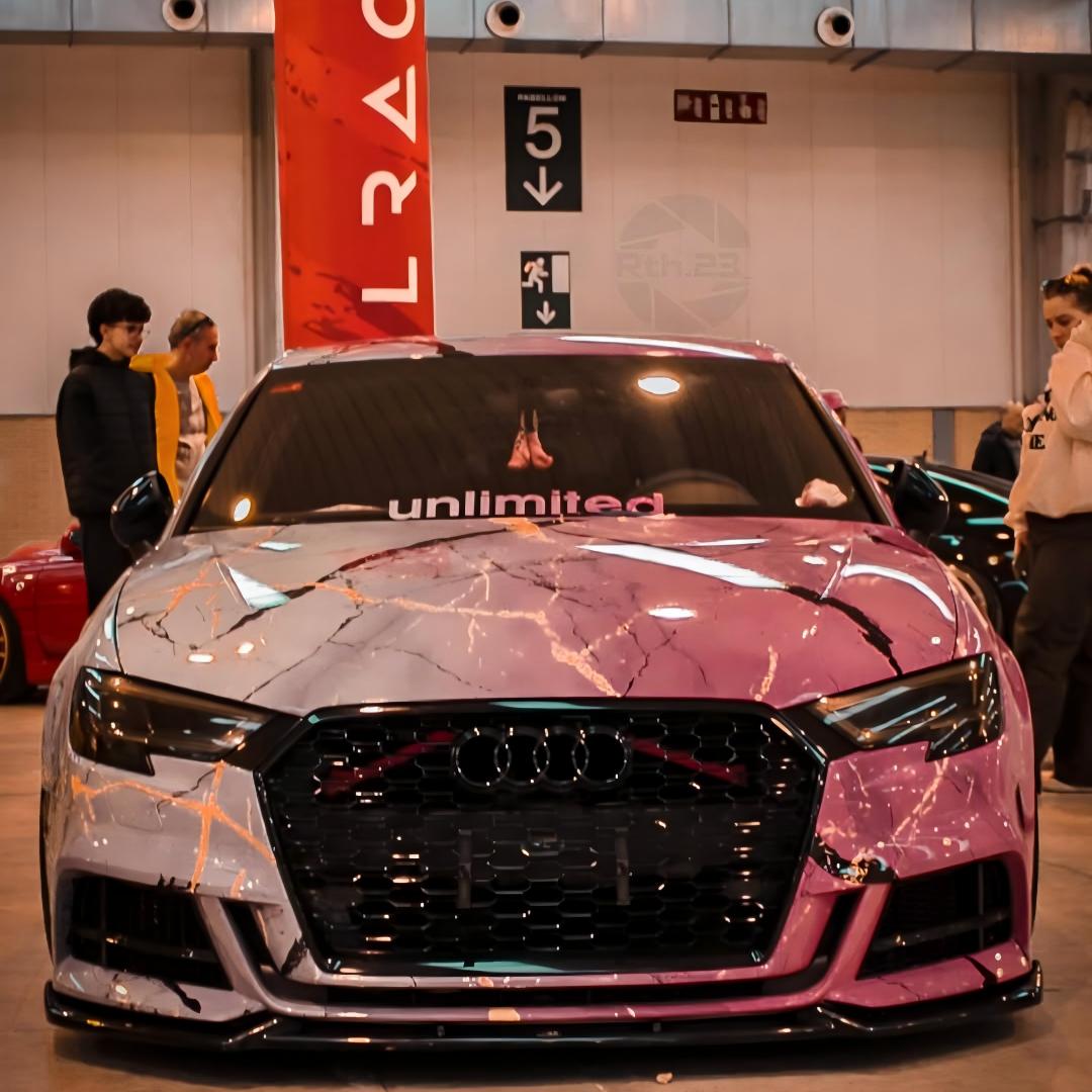 ALUKOVINYL Pink to Gray Gradient Custom Marble Vinyl Wrap
