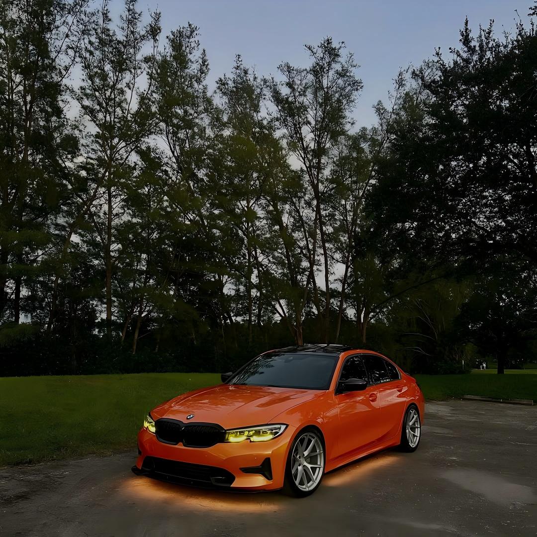 Gloss Metallic Fiery Orange Car Vinyl Wrap PET 