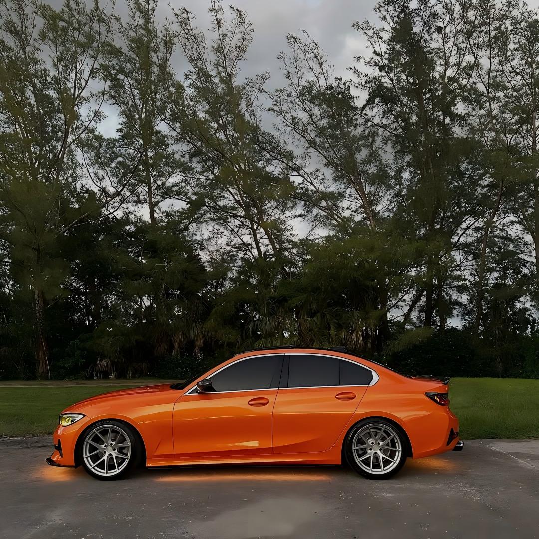 Gloss Metallic Fiery Orange Car Vinyl Wrap PET 