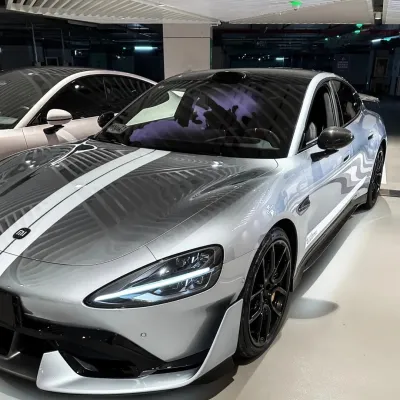 Gloss Liquid Shiny Silver Car Vinyl Wrap PET 02