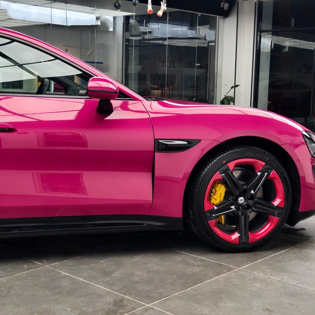 Gloss Metallic Magenta Red Car Vinyl Wrap PET
