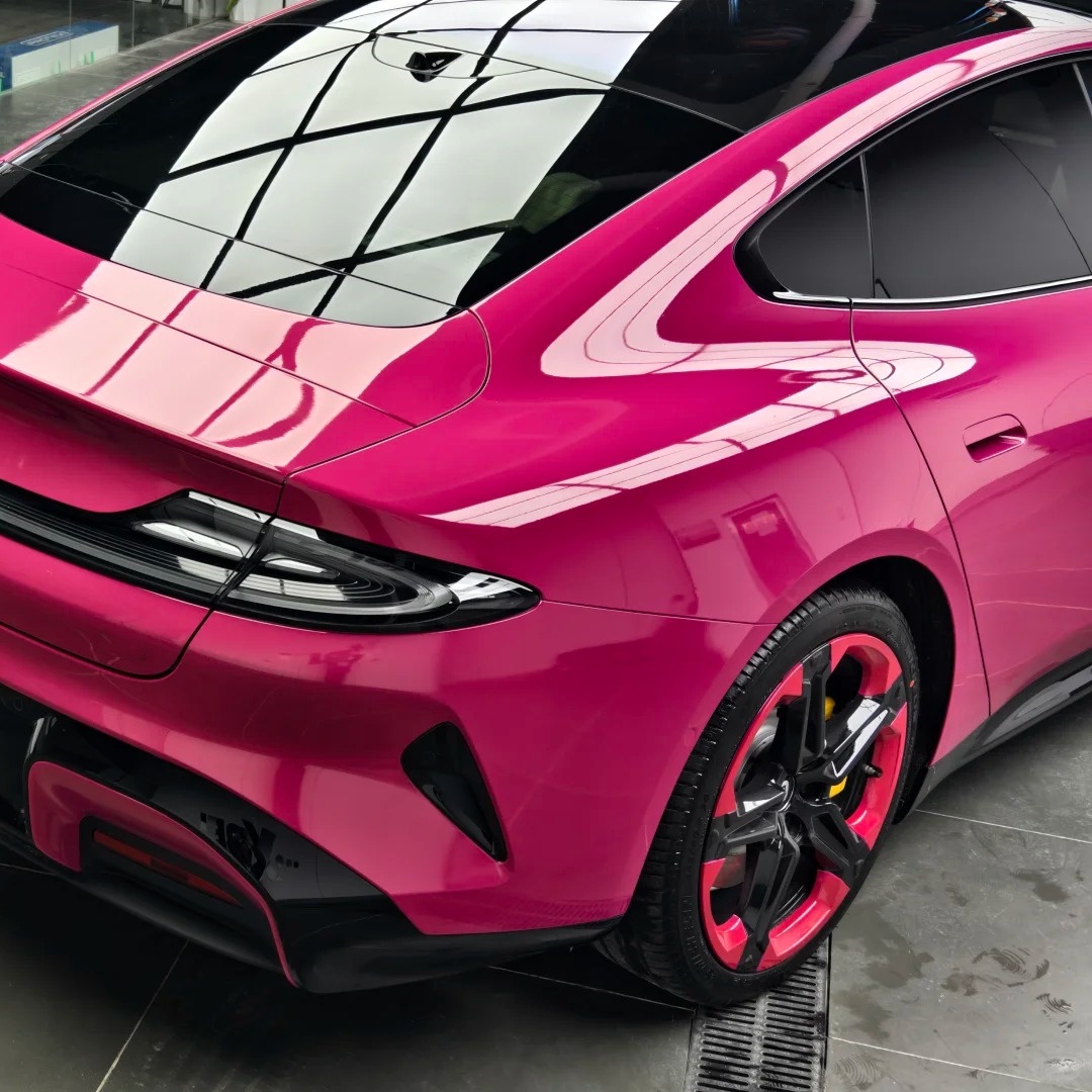 Gloss Metallic Magenta Red Car Vinyl Wrap PET