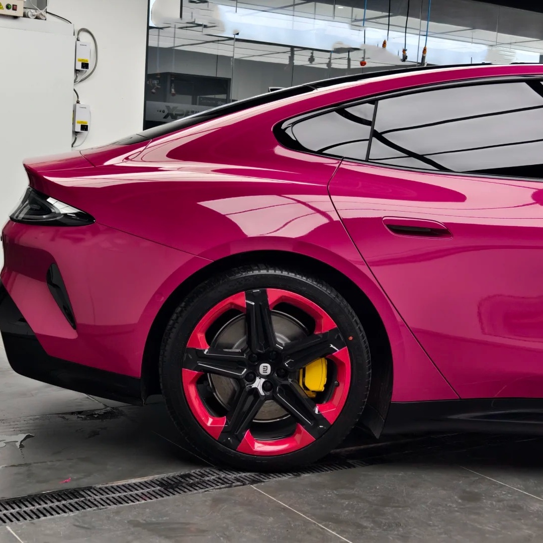 Gloss Metallic Magenta Red Car Vinyl Wrap PET