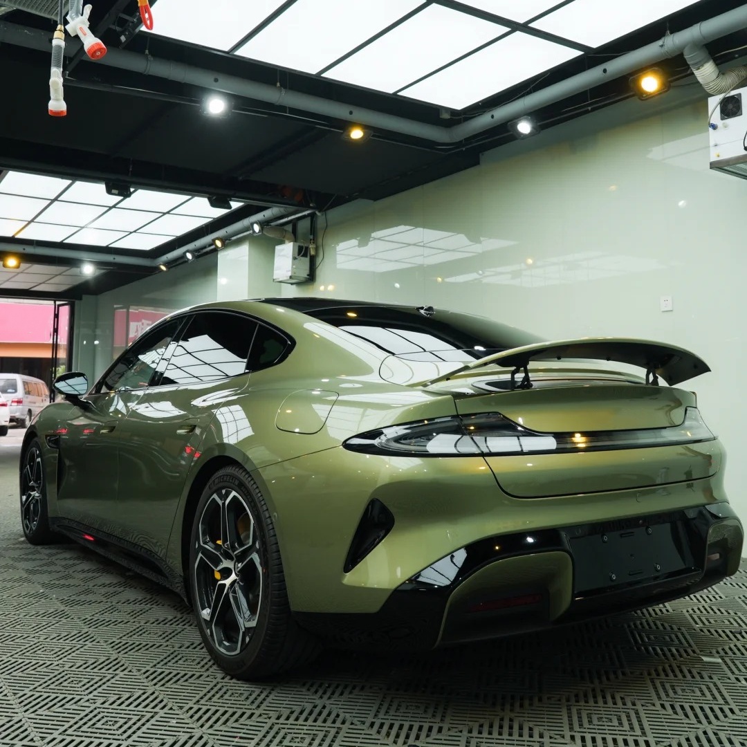 Gloss Metallic MIUI Olive Green Car Vinyl Wrap PET