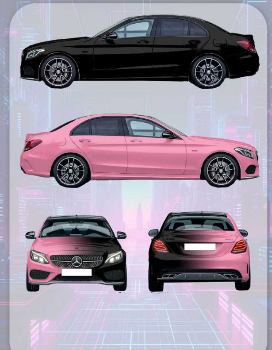 ALUKOVINYL Pink to Black Gradient Custom Printed Vinyl Wrap 