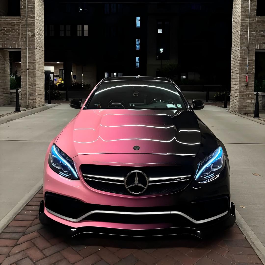 ALUKOVINYL Pink to Black Gradient Custom Printed Vinyl Wrap 