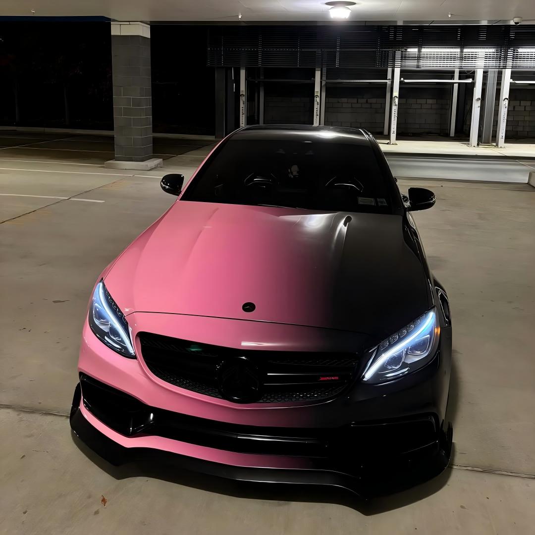 ALUKOVINYL Pink to Black Gradient Custom Printed Vinyl Wrap 