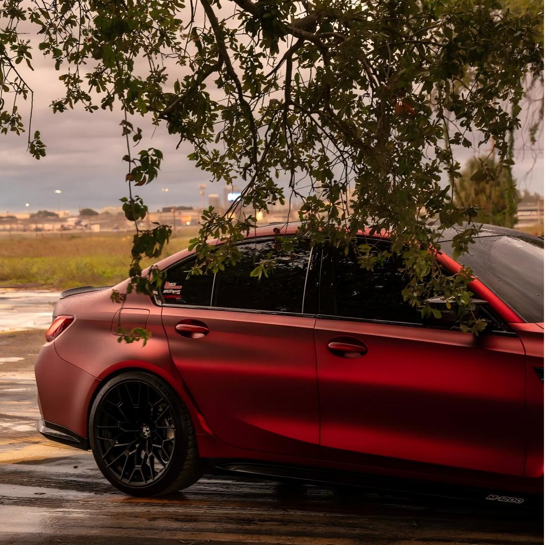 Satin Chrome Metallic Romanee Red Car Vinyl Wrap 