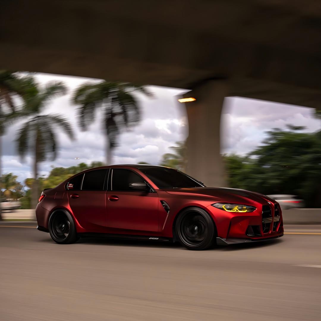 satin chrome Romani Red Vinyl wrap