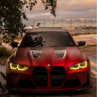 Satin Chrome Metallic Romanee Red Vinyl Wrap | Romania Red Wrap 02