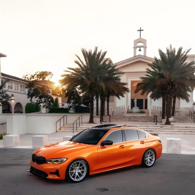 Gloss Metallic Fiery Orange Car Vinyl Wrap PET  02