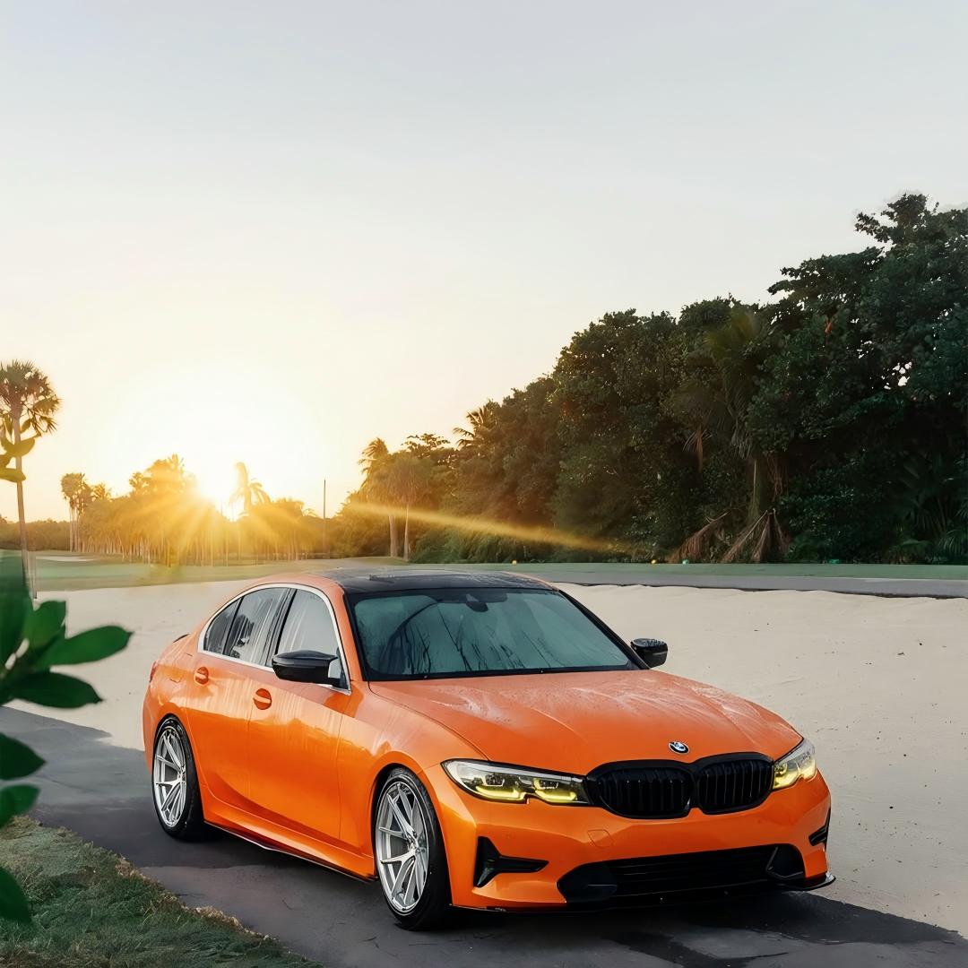 Gloss Metallic Fiery Orange Car Vinyl Wrap PET 