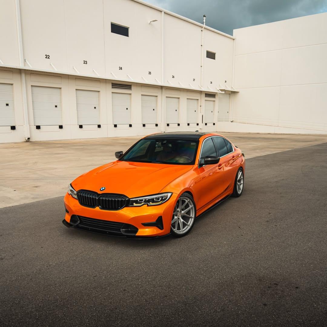 Gloss Metallic Fiery Orange Car Vinyl Wrap PET 