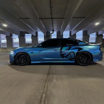 Gloss Metallic Rainbow Laser Blue Car Vinyl Wrap 02