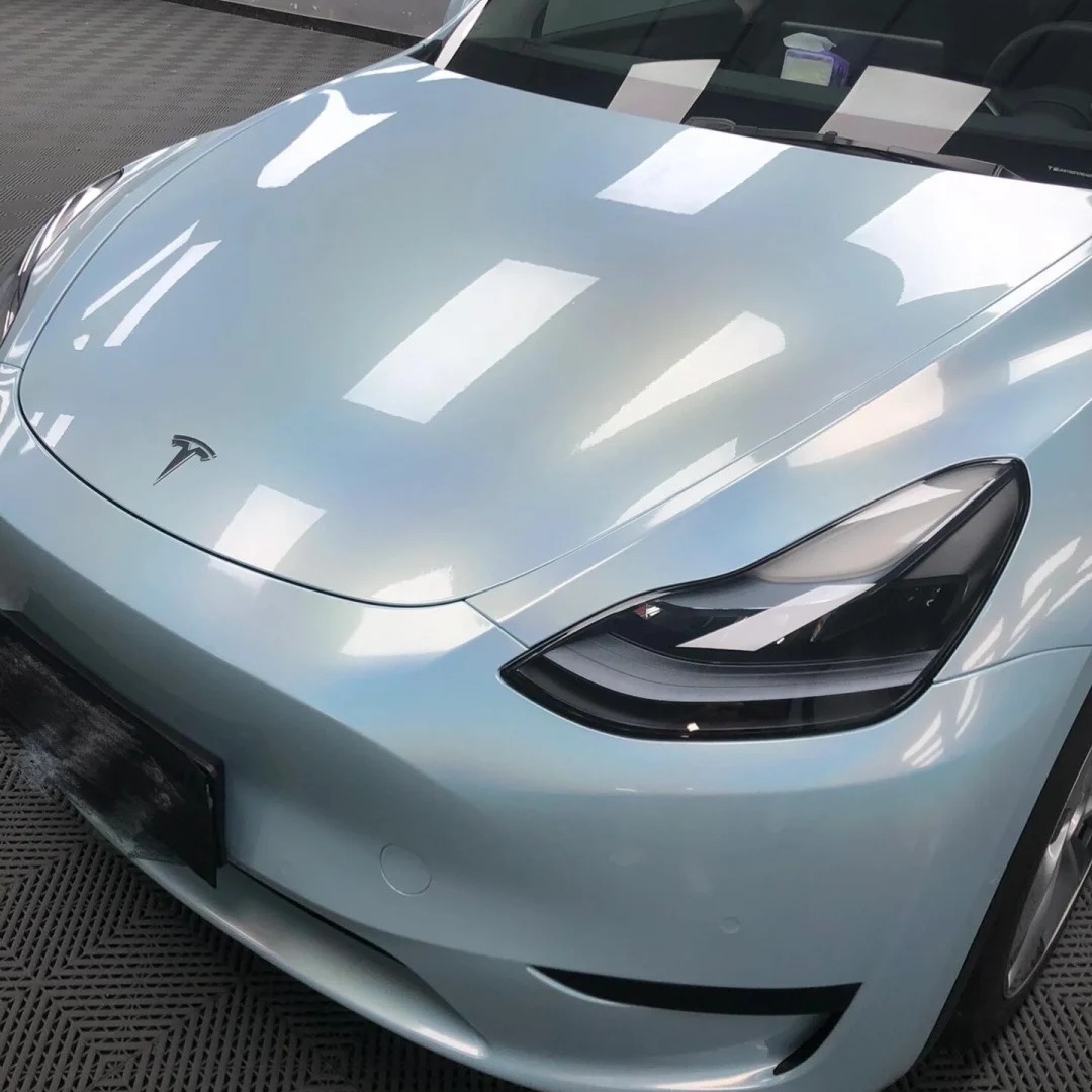 Gloss Metallic Rainbow Laser Ice Blue Car Wrap