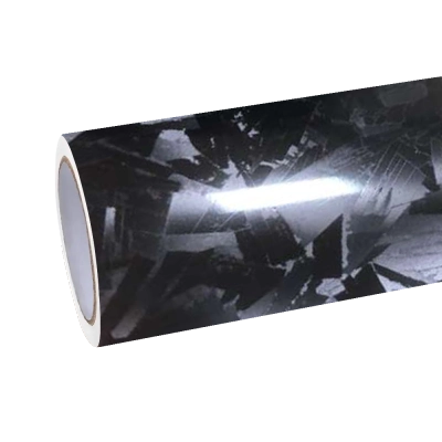 Gloss Cracks Black Forged Carbon Fiber Car Vinyl Wrap PET 01