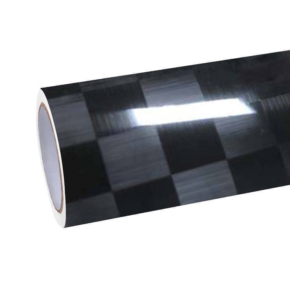 Gloss Square Black Carbon Fiber Car Vinyl Wrap PET
