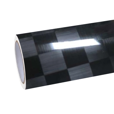 Gloss Square Black Carbon Fiber Car Vinyl Wrap PET 01