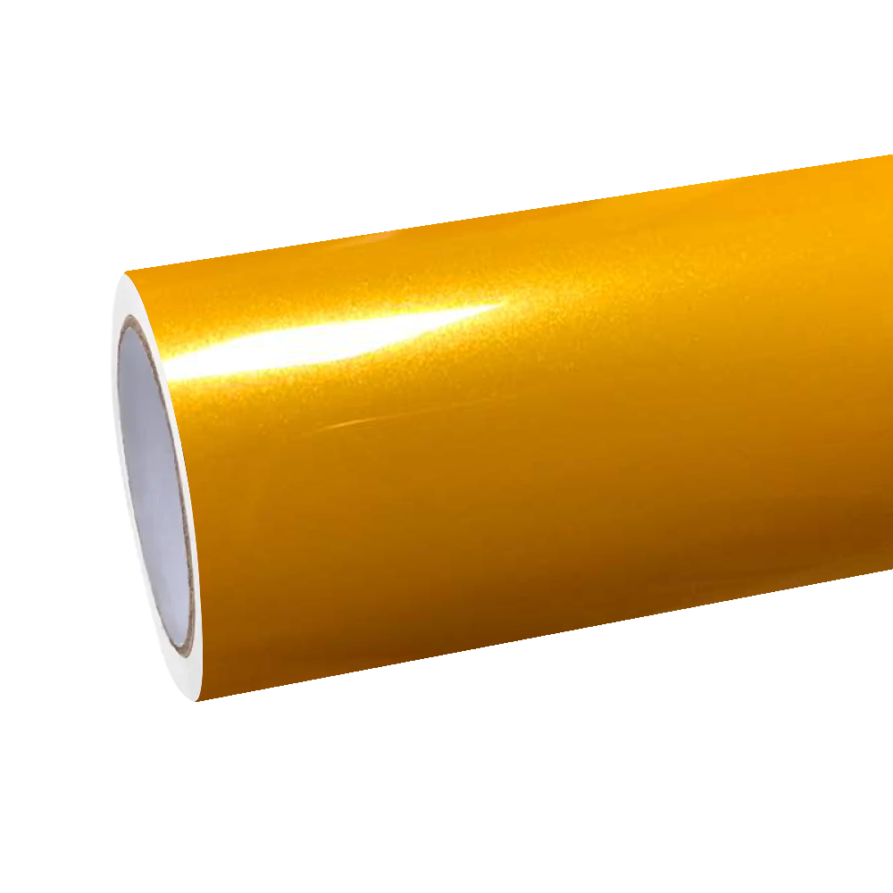 Gloss Metallic Golden Yellow Car Vinyl Wrap PET
