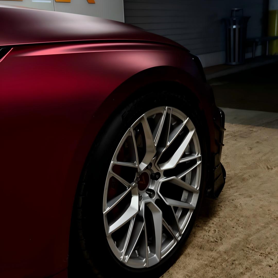 Satin Chrome Metallic Romanee Red Vinyl Wrap | Romania Red PET