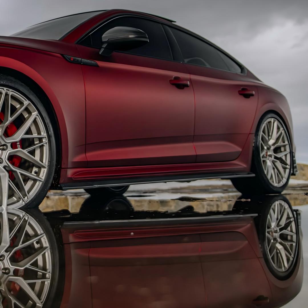 Satin Chrome Metallic Romanee Red Vinyl Wrap | Romania Red PET