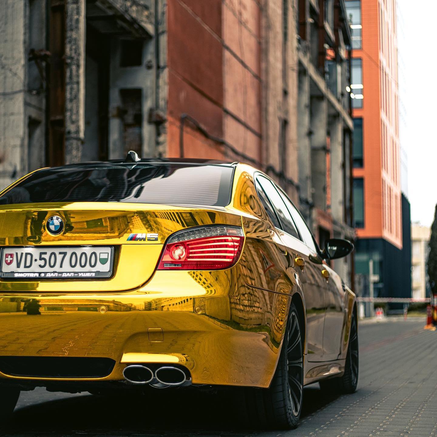 Gloss Mirror Chrome Gold Car Vinyl Wrap PET