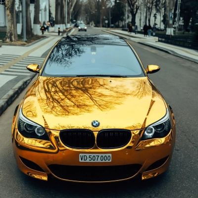 Gloss Mirror Chrome Yellow Car Vinyl Wrap 02