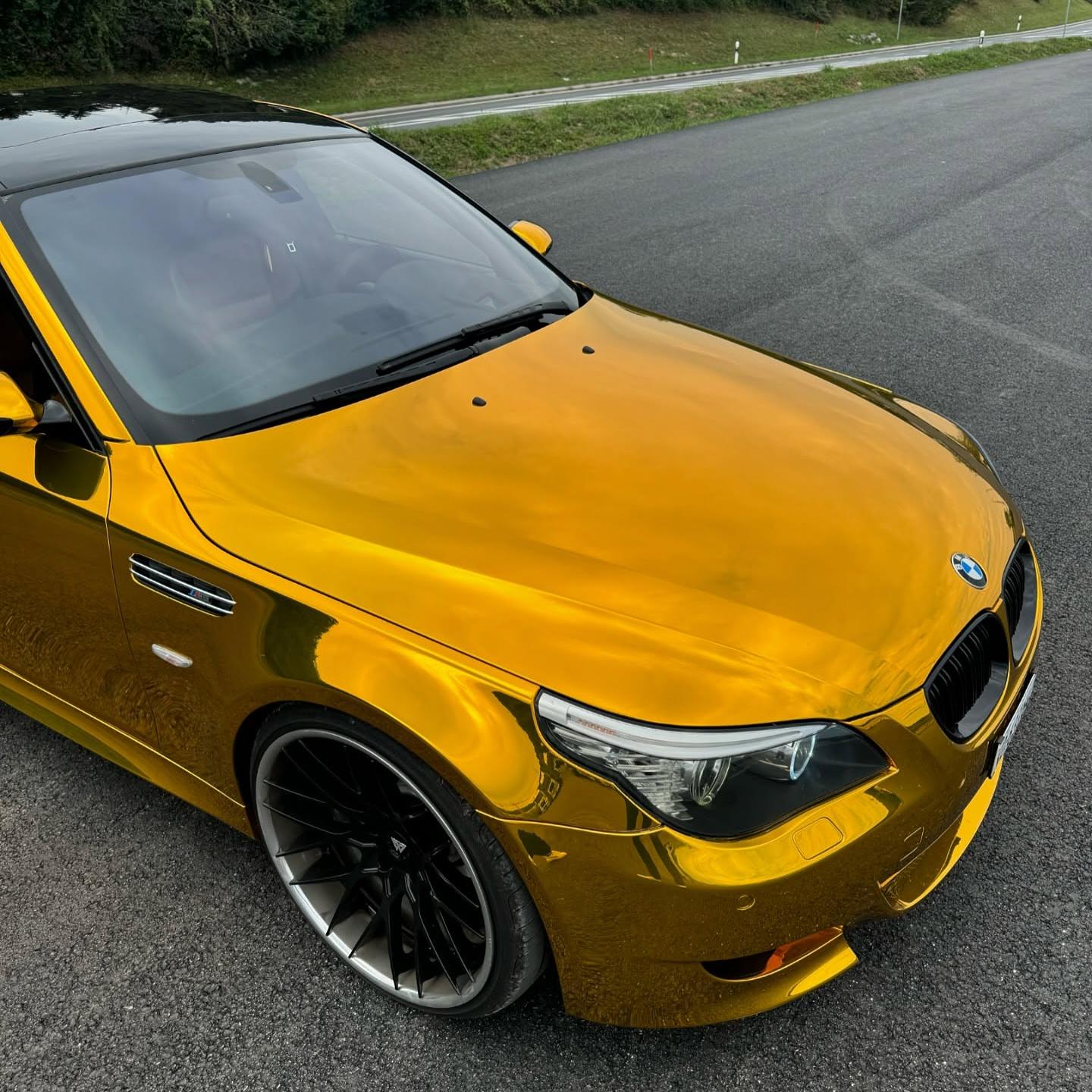 Gloss Mirror Chrome Yellow Car Vinyl Wrap