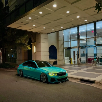 Gloss Metallic Neon Ice Blue Car Vinyl Wrap 02