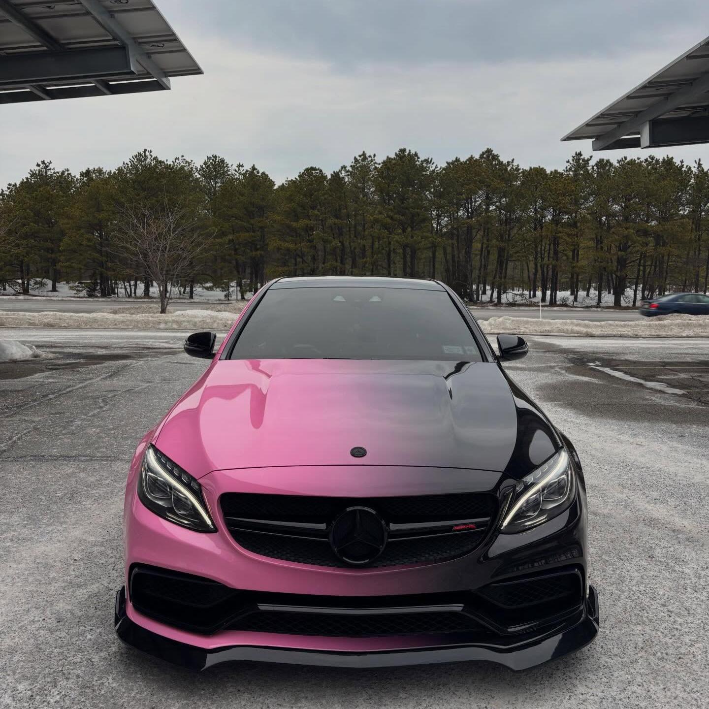 ALUKOVINYL Pink to Black Gradient Custom Printed Vinyl Wrap 