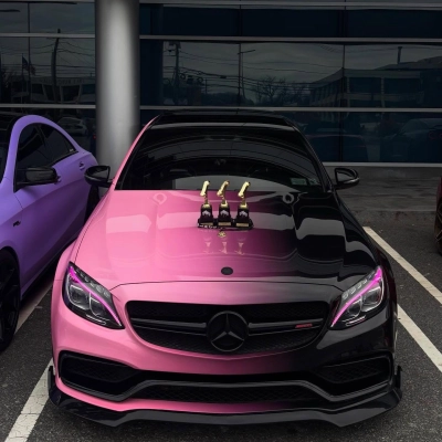 ALUKOVINYL Pink to Black Gradient Custom Printed Vinyl Wrap  01