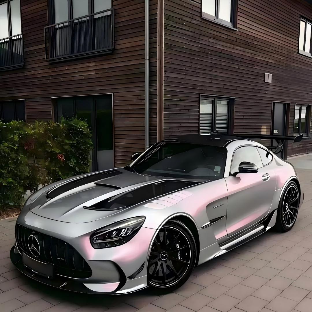 Silver Sunset Pink car wrap