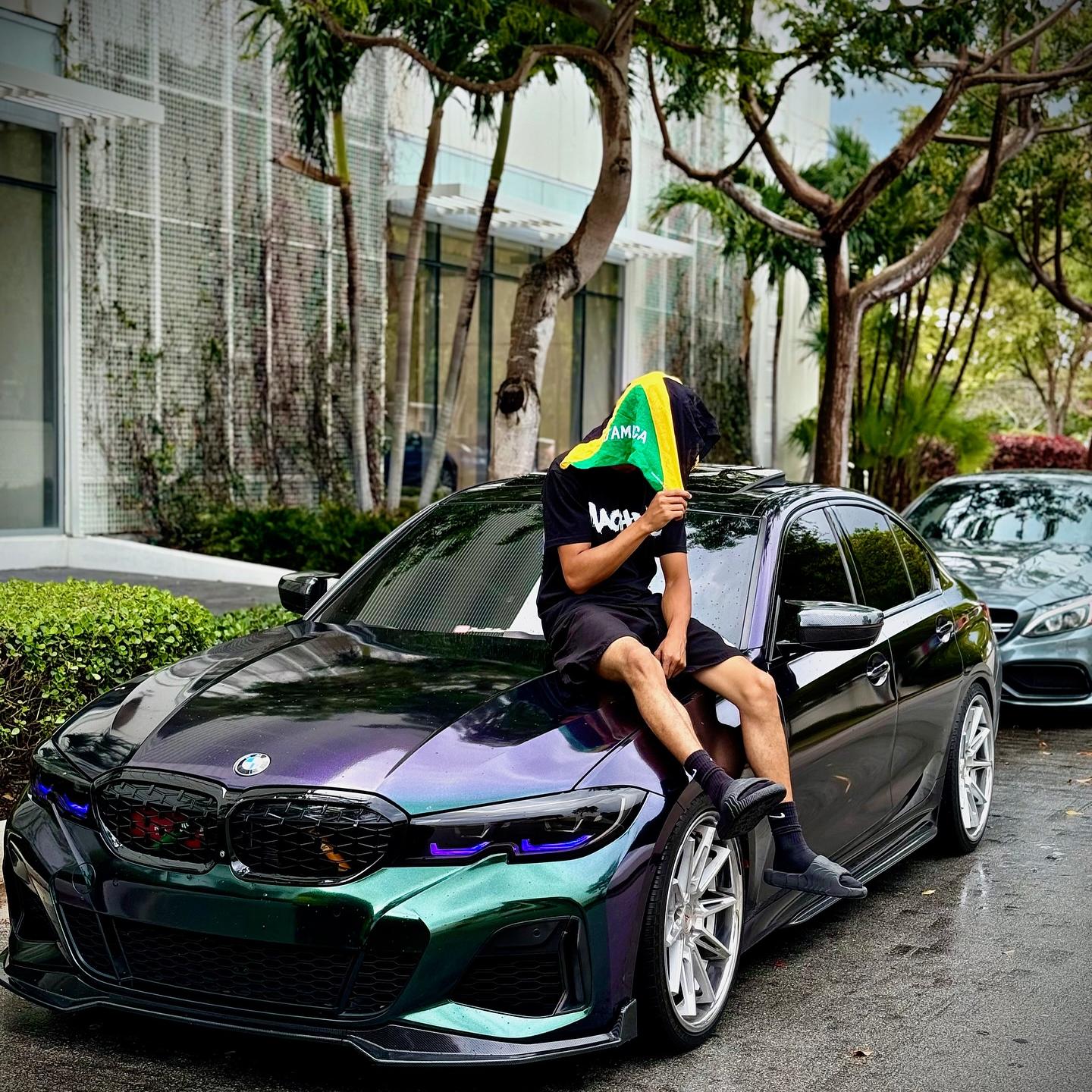 Gloss Metallic Chameleon Diamond Purple Green Car Vinyl Wrap PET