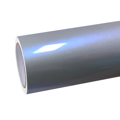 Ultra Gloss Metallic Chameleon Silver Blue Car Vinyl Wrap PET 01