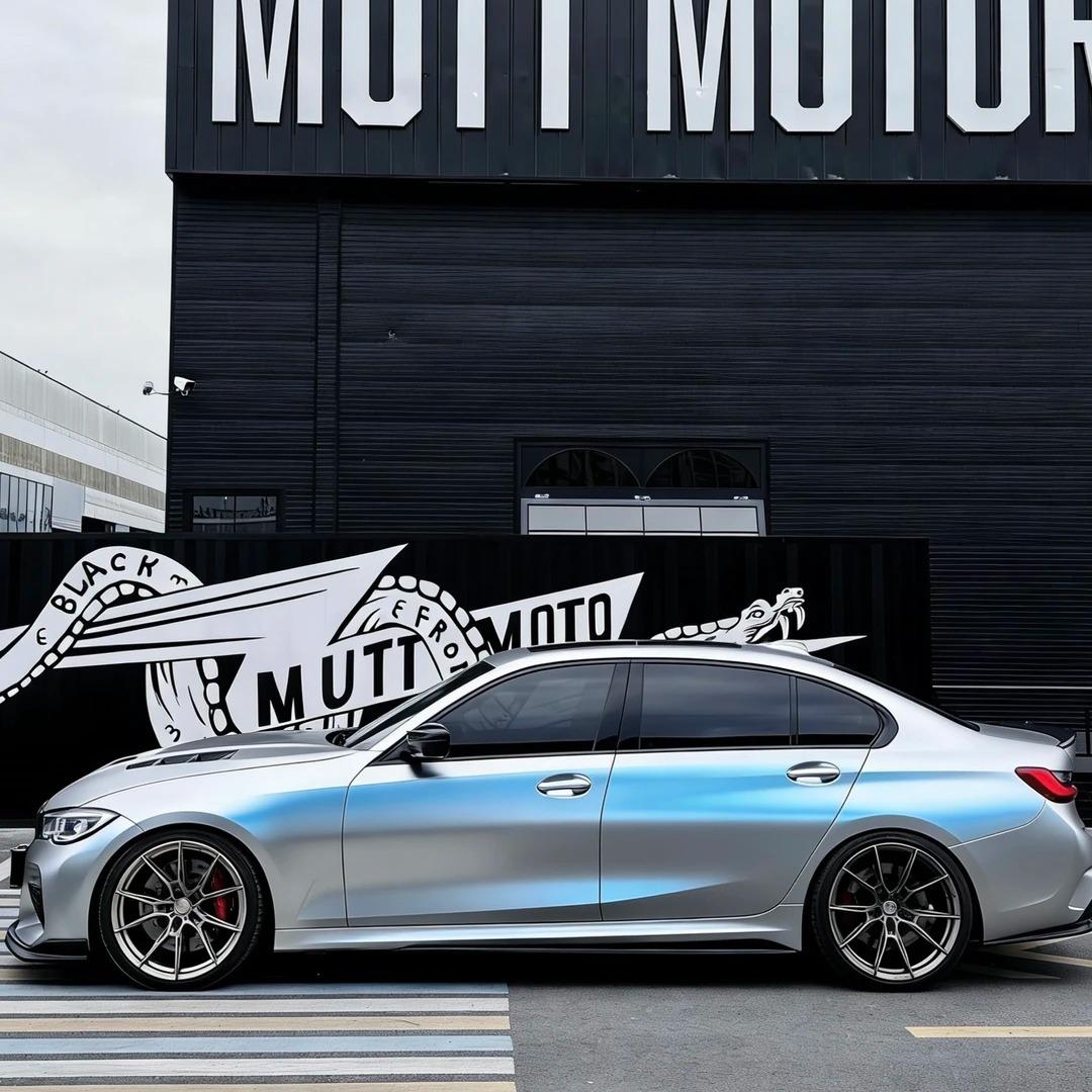 Matte Metallic Chameleon Silver Blue Car Vinyl Wrap PET