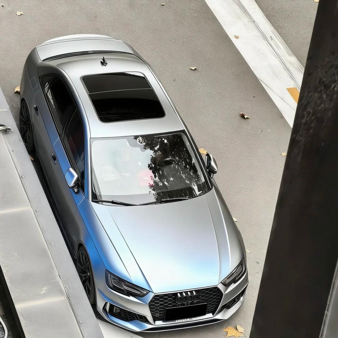 Matte Metallic Chameleon Silver Blue Car Vinyl Wrap PET