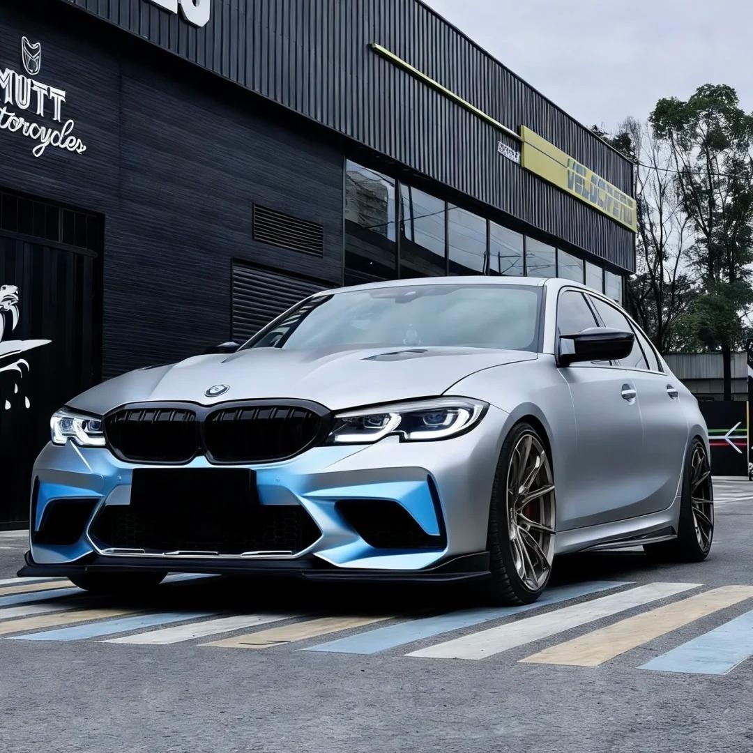 Matte Metallic Chameleon Silver Blue Car Vinyl Wrap PET