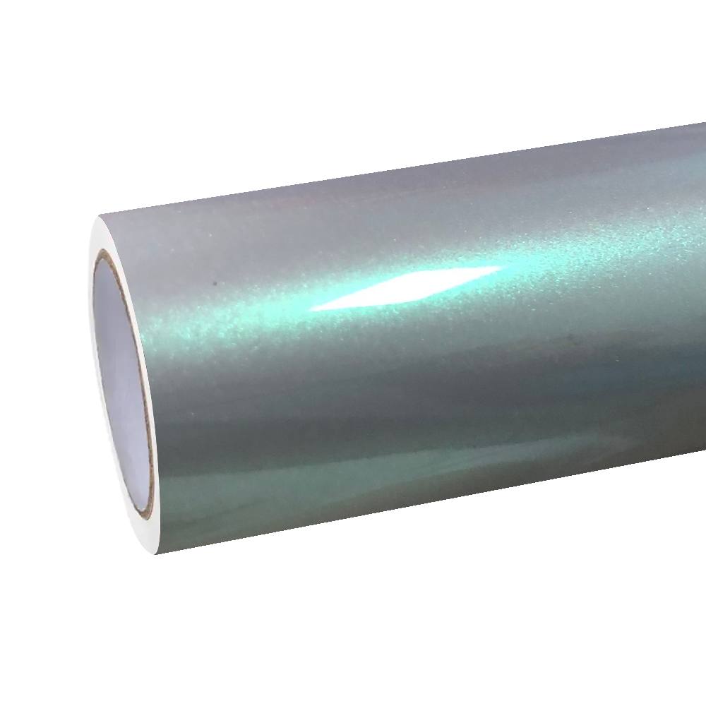Ultra Gloss Metallic Chameleon Silver Green Car Vinyl Wrap 