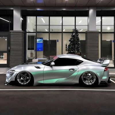 Ultra Gloss Metallic Chameleon Silver Green Car Vinyl Wrap PET 01