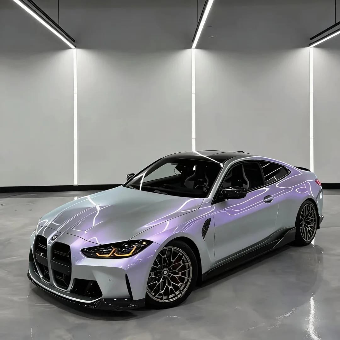 Ultra Gloss Metallic Chameleon Silver Purple Car Vinyl Wrap 