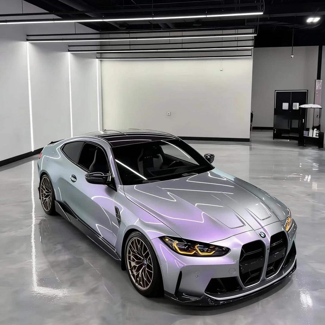 Ultra Gloss Metallic Chameleon Silver Purple Car Vinyl Wrap 