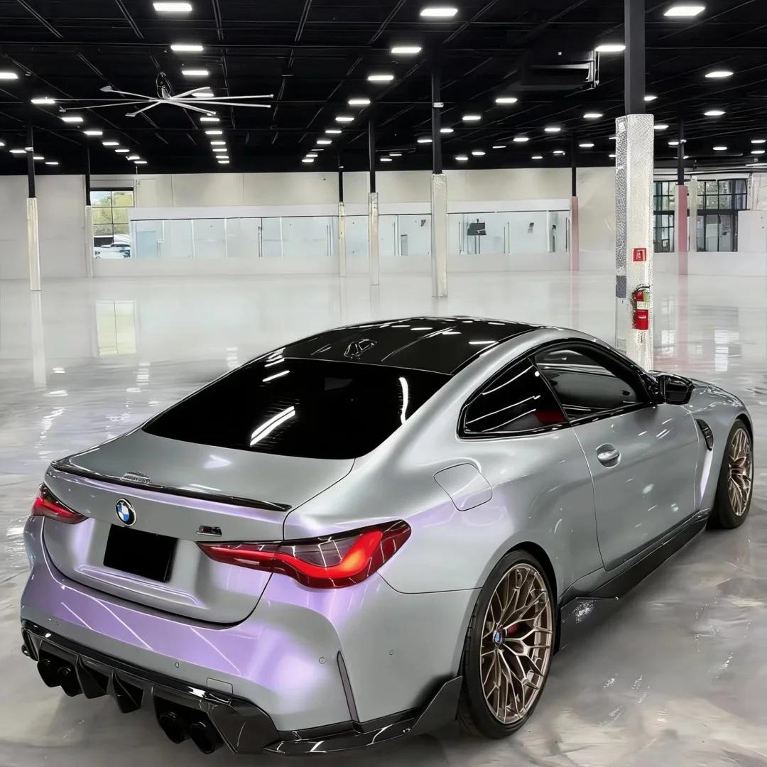 Ultra Gloss Metallic Chameleon Silver Purple Car Vinyl Wrap 