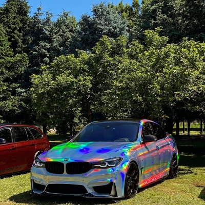 Gloss Holographic Chrome Laser Electroplated Silver Car Vinyl Wrap  02