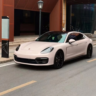 Gloss Metallic Macaron Peach Pink Car Vinyl Wrap 02