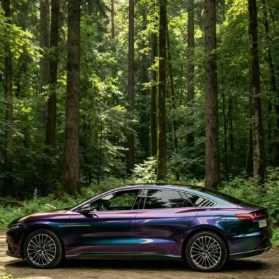 Gloss Metallic Chameleon Prasinous Green Car Vinyl Wrap PET 02